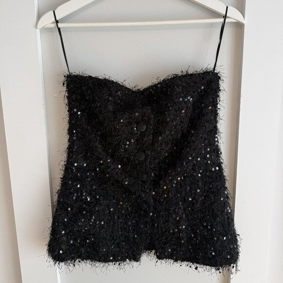 ZARA Fringed Sequin Bustier Top - Picture 2 of 4
